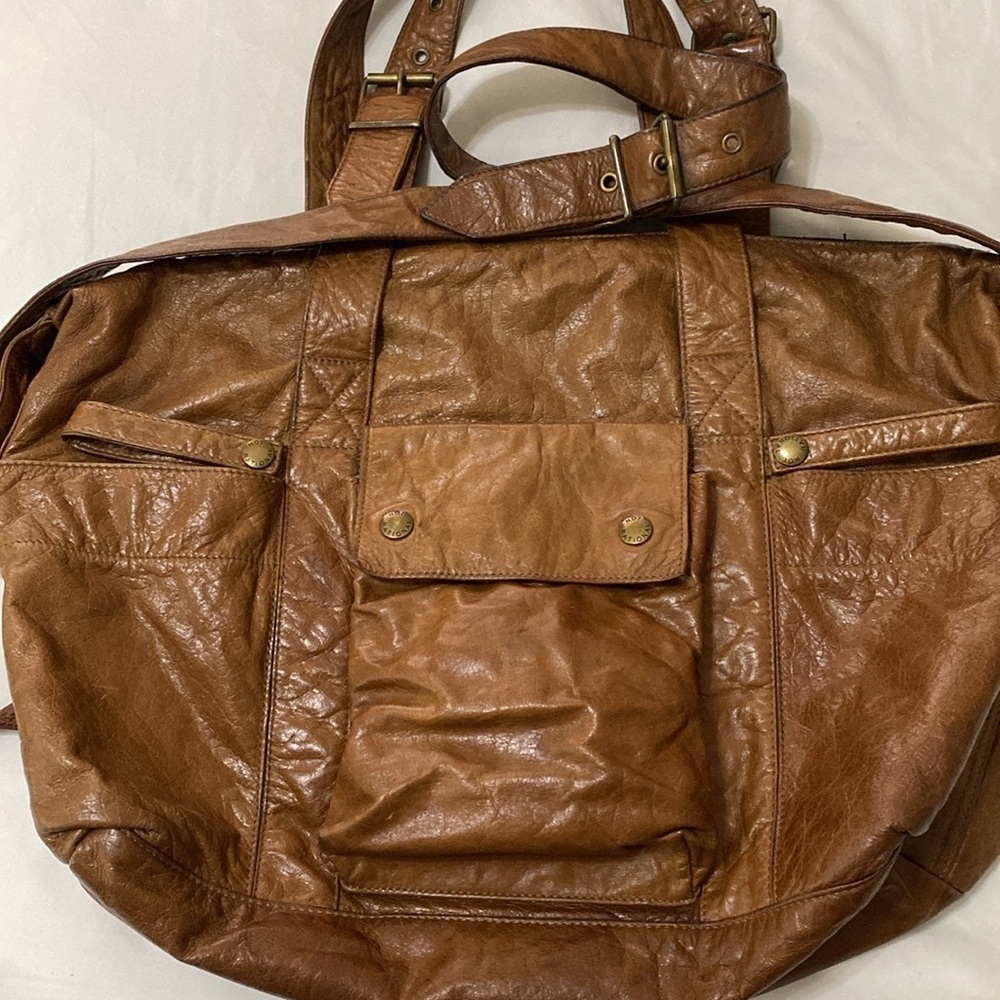 Not Rational Large Diaper/Day Brown Leather Bag with Adjustable Straps - Picture 8 of 11